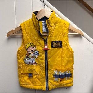 Bob The Builder Y2K Vintage Yellow Nylon Zipper Kids Vest Size 5